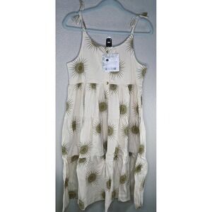 Kate Quinn Prairie Dress 8Y Neutral Sun Print Organic Cotton Tiered NWT